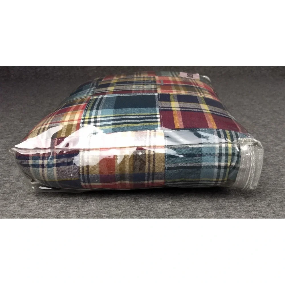 Ralph‎ Lauren Standard Sham University Layne Cotton Patchwork Madras Plaid NEW